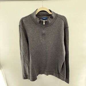 Faconnable Gray 100% Cotton Quarter Zip Sweater Men's Size L Casual Pullover